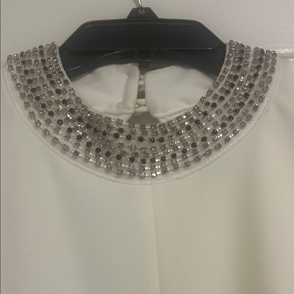 Bisou Bisou Black and White Midi Dress with Embellished Collar - Picture 4 of 11